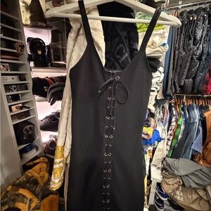 Zara Black Lace-Up Mini Dress